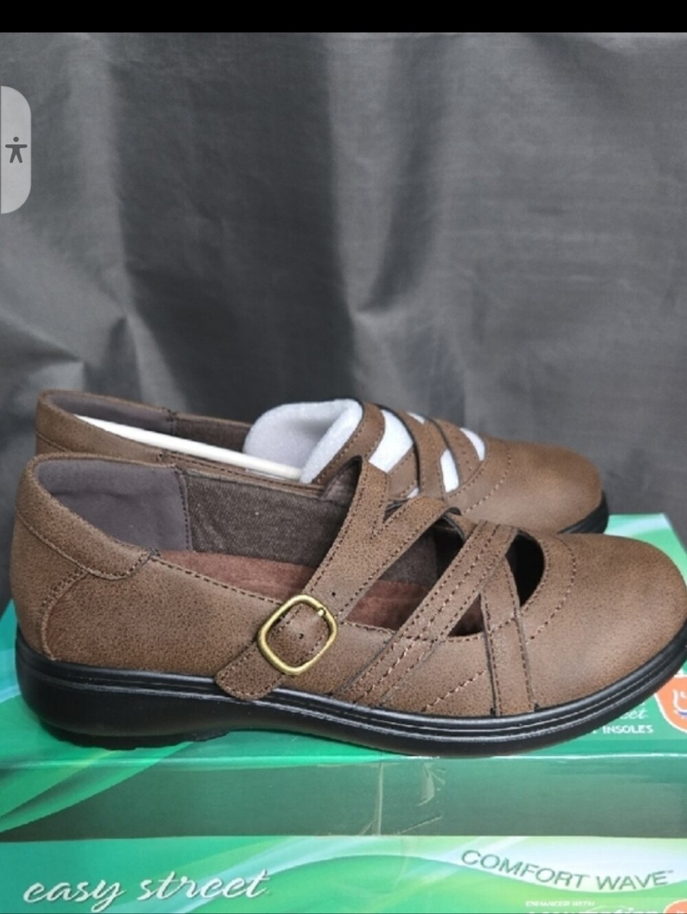 Brown Crisscross Mary Jane Flats